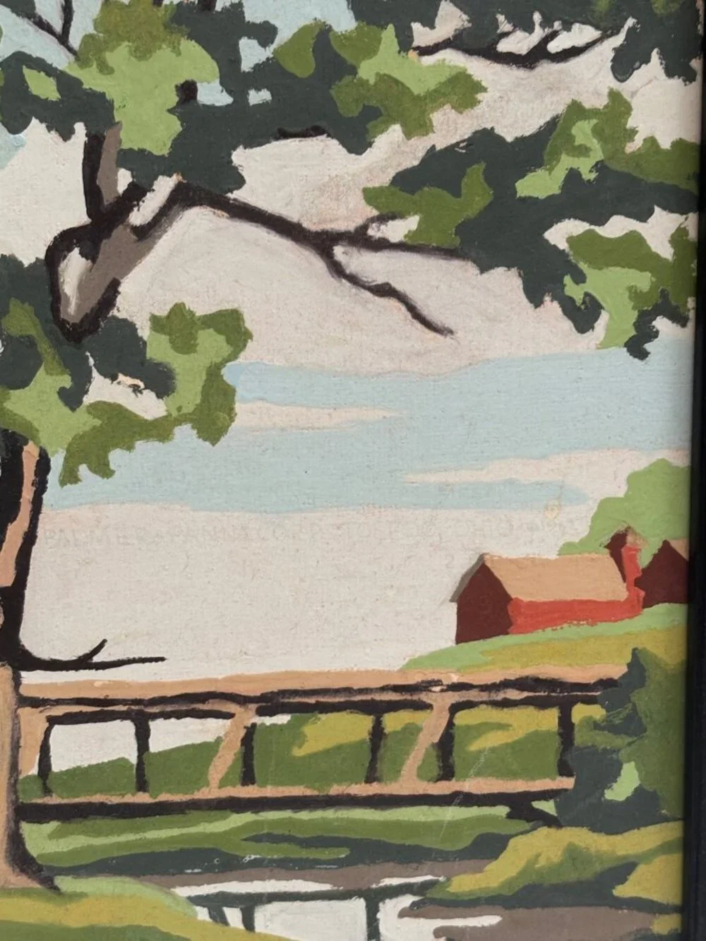 2 Vintage Paint-By-Numbers Framed Farmhouse Landscape Art Pair 9